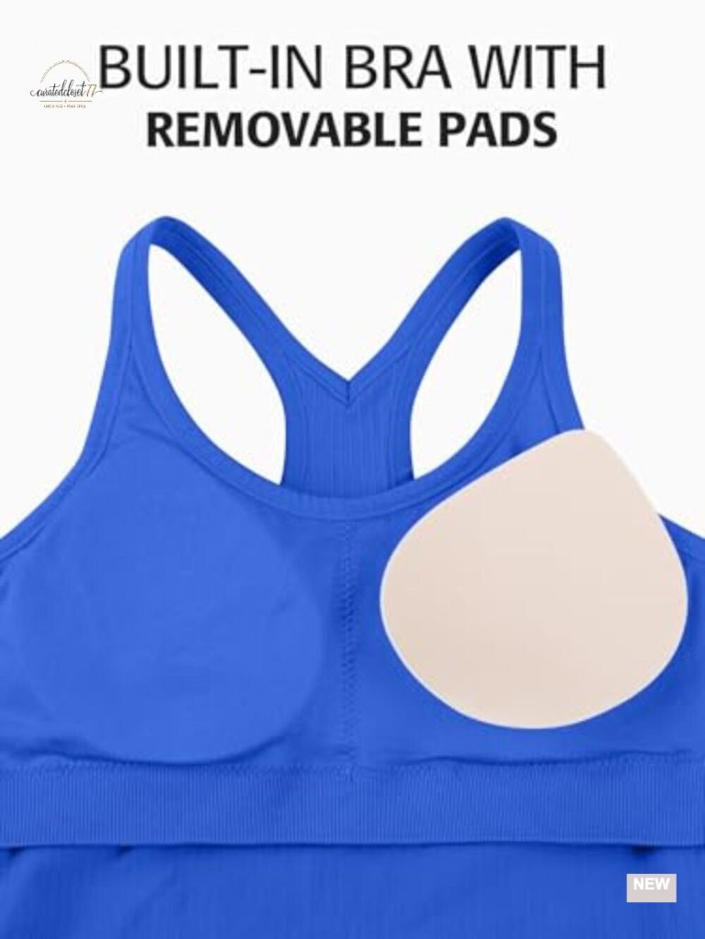 ATTRACO Ribflex Ribbed Workout Tank Top with Built in Bra Racerback Gym - Picture 4 of 6